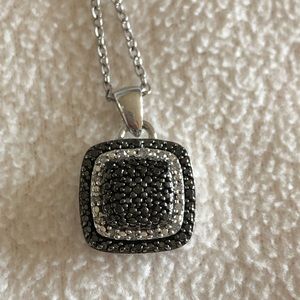 Sterling Silver Black & White Diamond Necklace